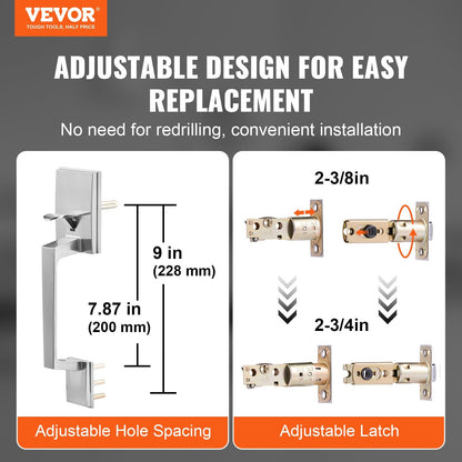Satin Nickel Double Door Handle Set with Reversible Lever, 2.96 kg
