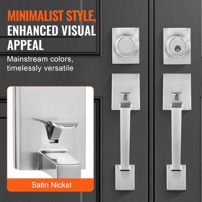 Satin Nickel Double Door Handle Set with Reversible Lever, 2.96 kg