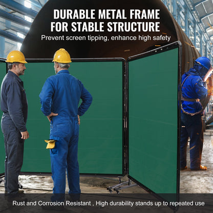 3-Panel Welding Screen with Frame, Flame-Resistant, UV Protection, 1.8 x 1.8 m