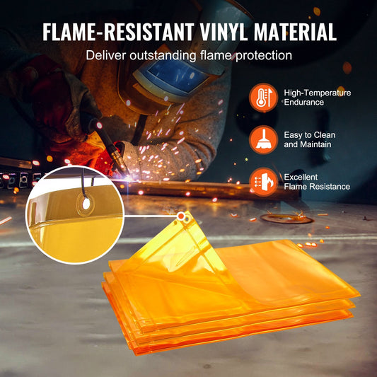3-Panel Welding Screen with Frame, 1.8 x 2.4m, Flame-Resistant, 12 Wheels