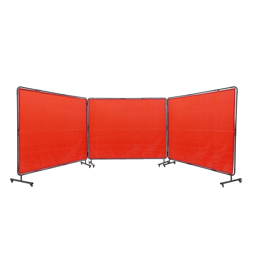 VEVOR Welding Screen with Frame 3 Panel 6' x 8' Welding Curtain Screen 12 Wheels