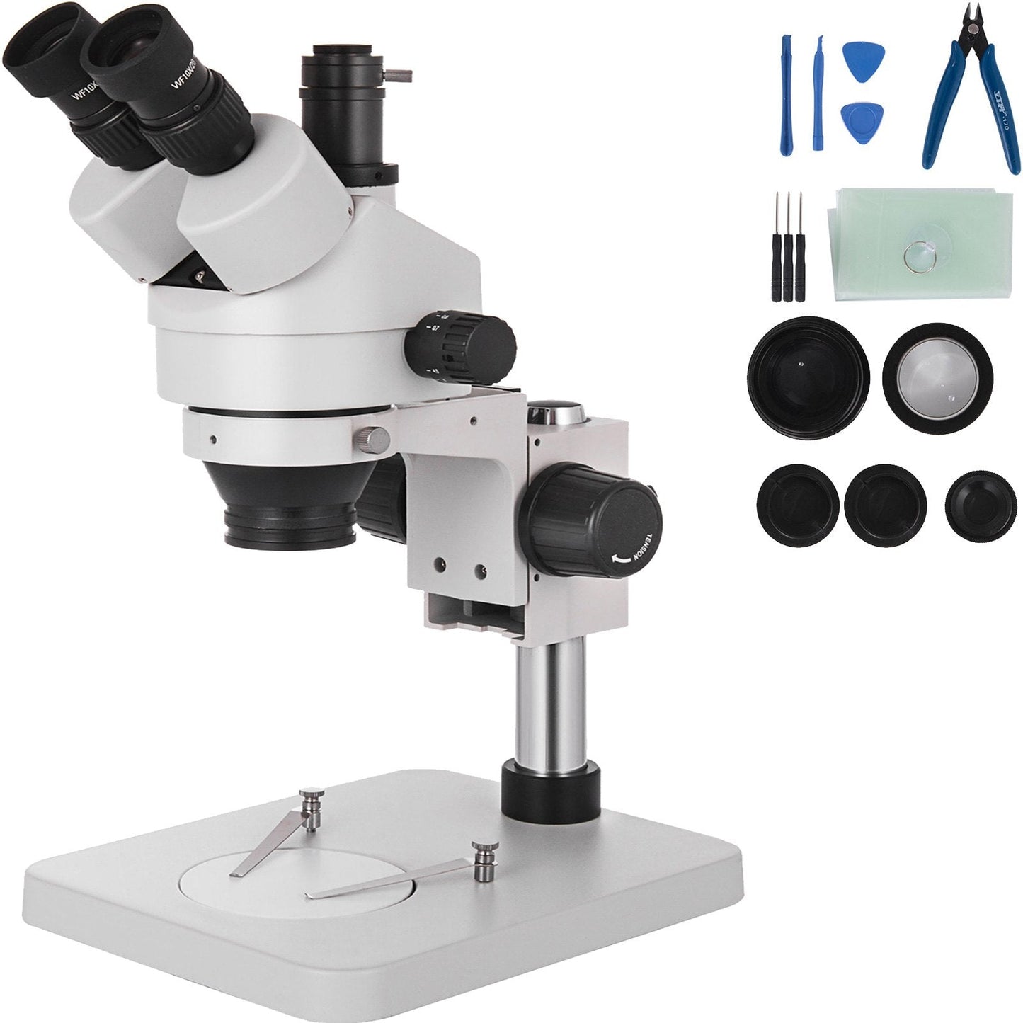 Trinocular Stereo Microscope 3.5X-90X with Adjustable Stand for Lab Use