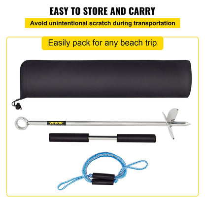 VEVOR Sand Anchor, 18\" Length Auger to The Beach and Sandbar, 316 Stainless Steel