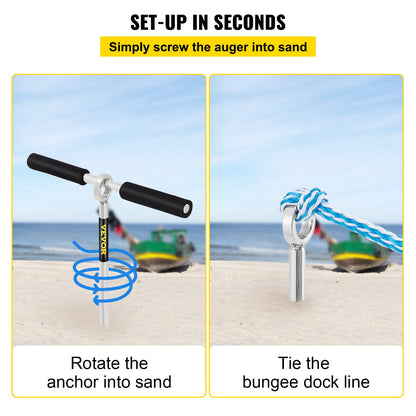 VEVOR Sand Anchor, 36\" Length Auger to The Beach and Sandbar, 316 Stainless Steel