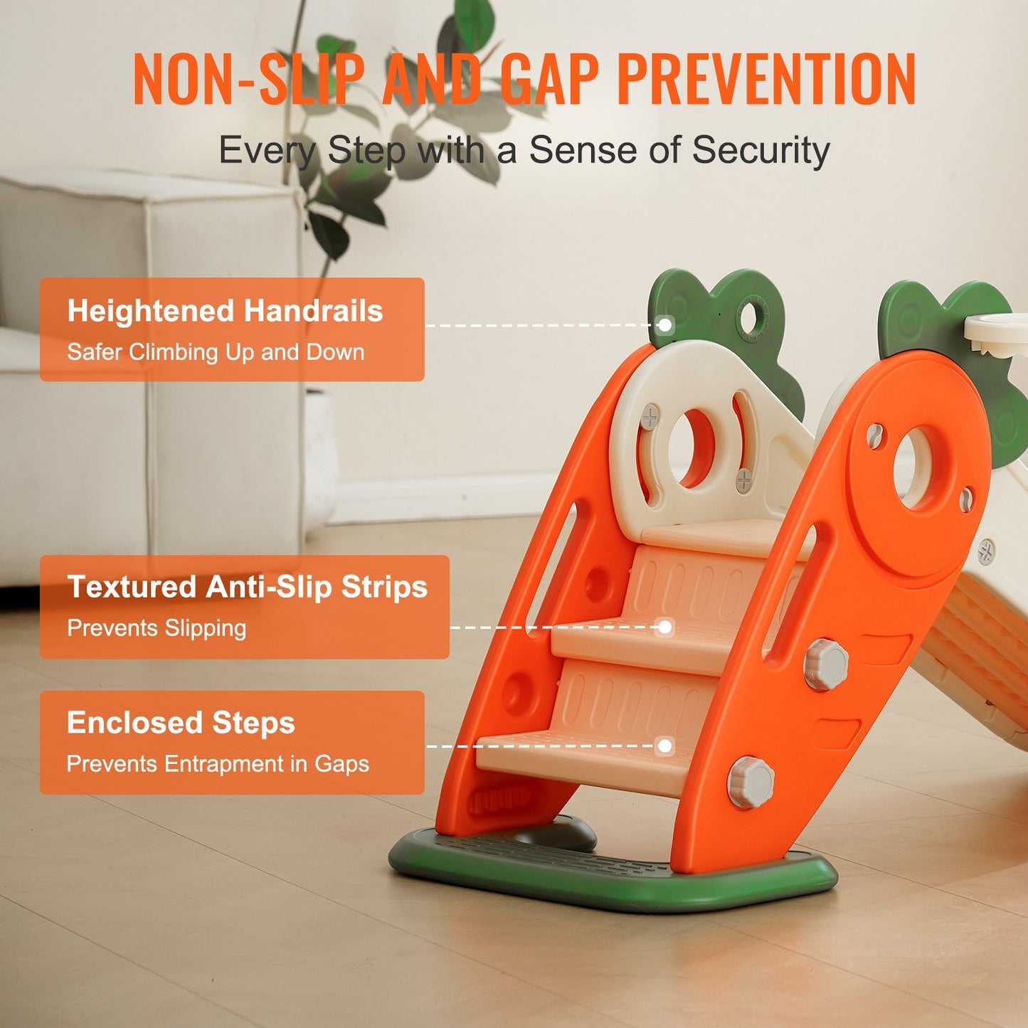 VEVOR Toddler Slide, Kid Slide for Toddlers Age 1-12 w/ Climbable Ladders & Basketball