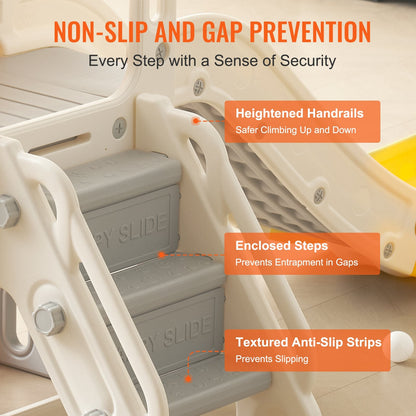 Toddler Slide Playset with Ladder & Basketball Hoop, Indoor/Outdoor, 1-12 Years