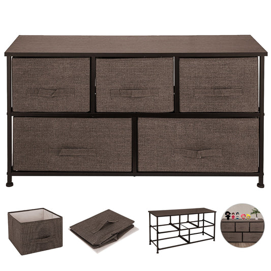 VEVOR Dresser Storage Tower with 5 Fabric Drawer Steel Frame Storage Cabinet Bin