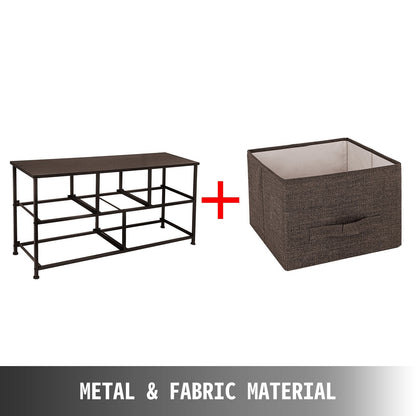 5-Drawer Fabric Dresser Storage Tower with Steel Frame, 1m x 0.3m x 0.5m, Coffee