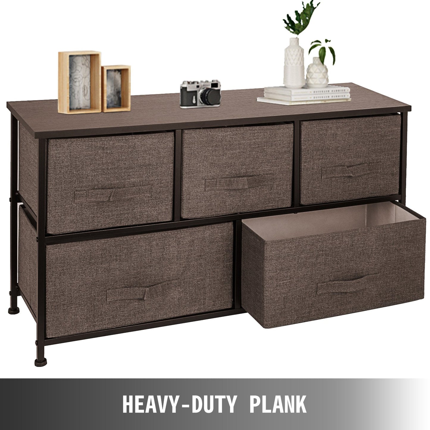 VEVOR Dresser Storage Tower with 5 Fabric Drawer Steel Frame Storage Cabinet Bin