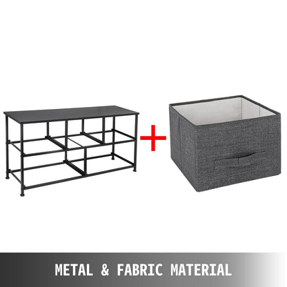 5-Drawer Fabric Dresser with Steel Frame, 0.98x0.30x0.55m, Dark Gray Storage Unit