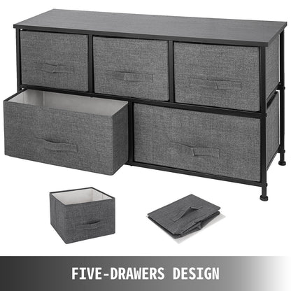 VEVOR Dresser Storage Tower with 5 Fabric Drawer Steel Frame Storage Cabinet Bin