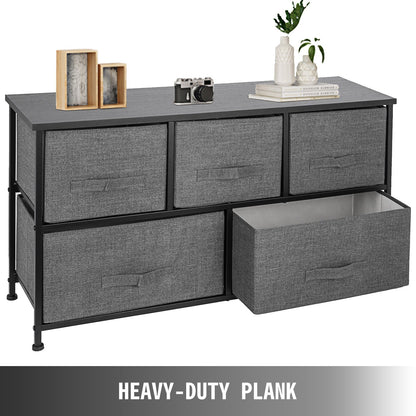 VEVOR Dresser Storage Tower with 5 Fabric Drawer Steel Frame Storage Cabinet Bin