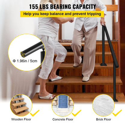 VEVOR Handrail for Outdoor Steps Aluminum Stair
Handrail Fit 0-5 Steps w/ Installation