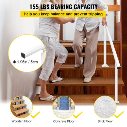 VEVOR Handrail for Outdoor Steps Aluminum Stair 
Handrail Fit 0-5 Steps w/ Installation Kit