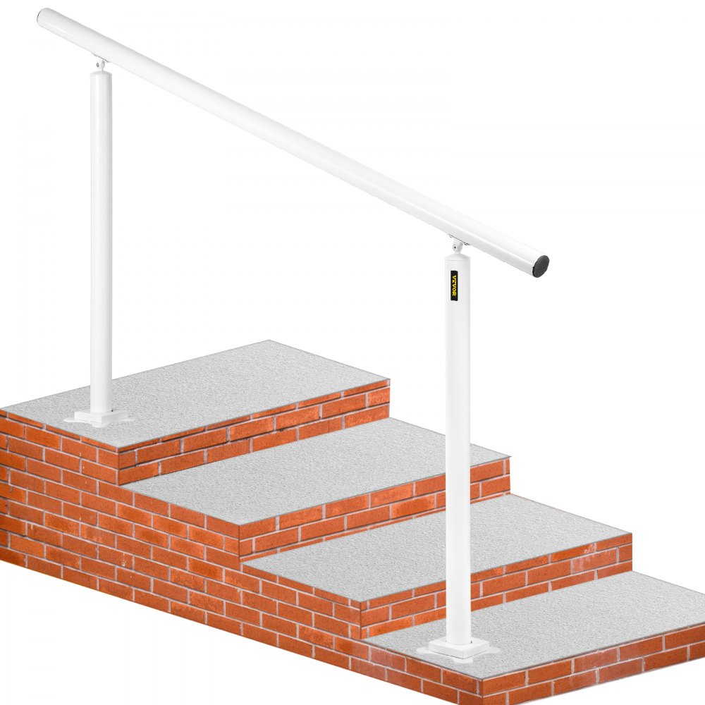 VEVOR Handrail for Outdoor Steps Aluminum Stair 
Handrail Fit 0-5 Steps w/ Installation Kit