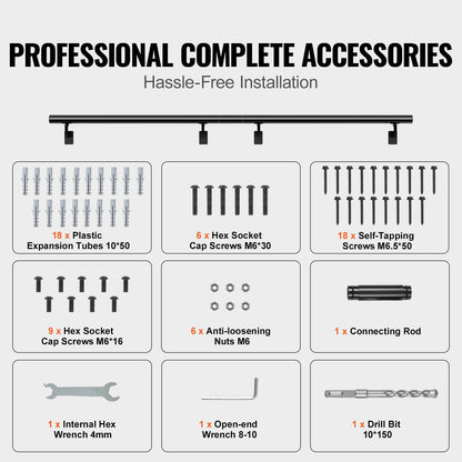 Indoor/Outdoor Stair Handrail, 3.66m, Wall Mount, 199.6kg Load, Aluminum Alloy