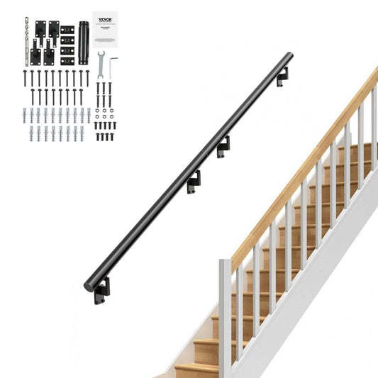 VEVOR Handrail Stair Railing, 366cm, Wall Mount Handrails for Indoor Stairs, Thickened