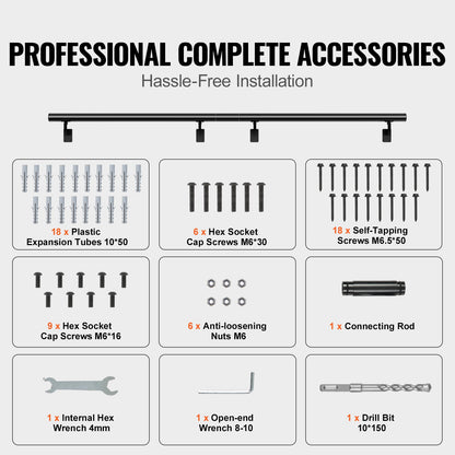 VEVOR Handrail Stair Railing, 213.4CM, Wall Mount Handrails for Indoor Stairs, Thickened