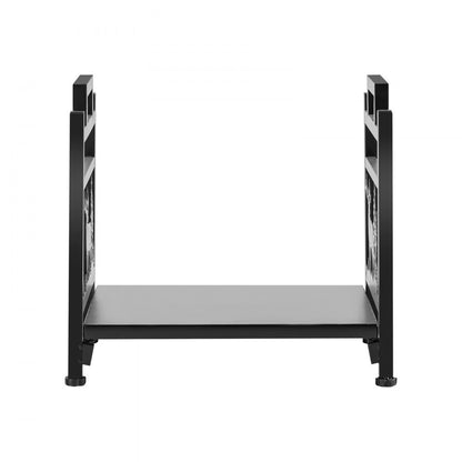 Indoor Firewood Rack, 45cm Curved Log Holder with Canvas Carrier, 18kg Weight Capacity Wood Storage Stand, Powder-Coated Steel Firewood Holder, Heavy Duty Wood Pile Stacker Rack for Fireplace