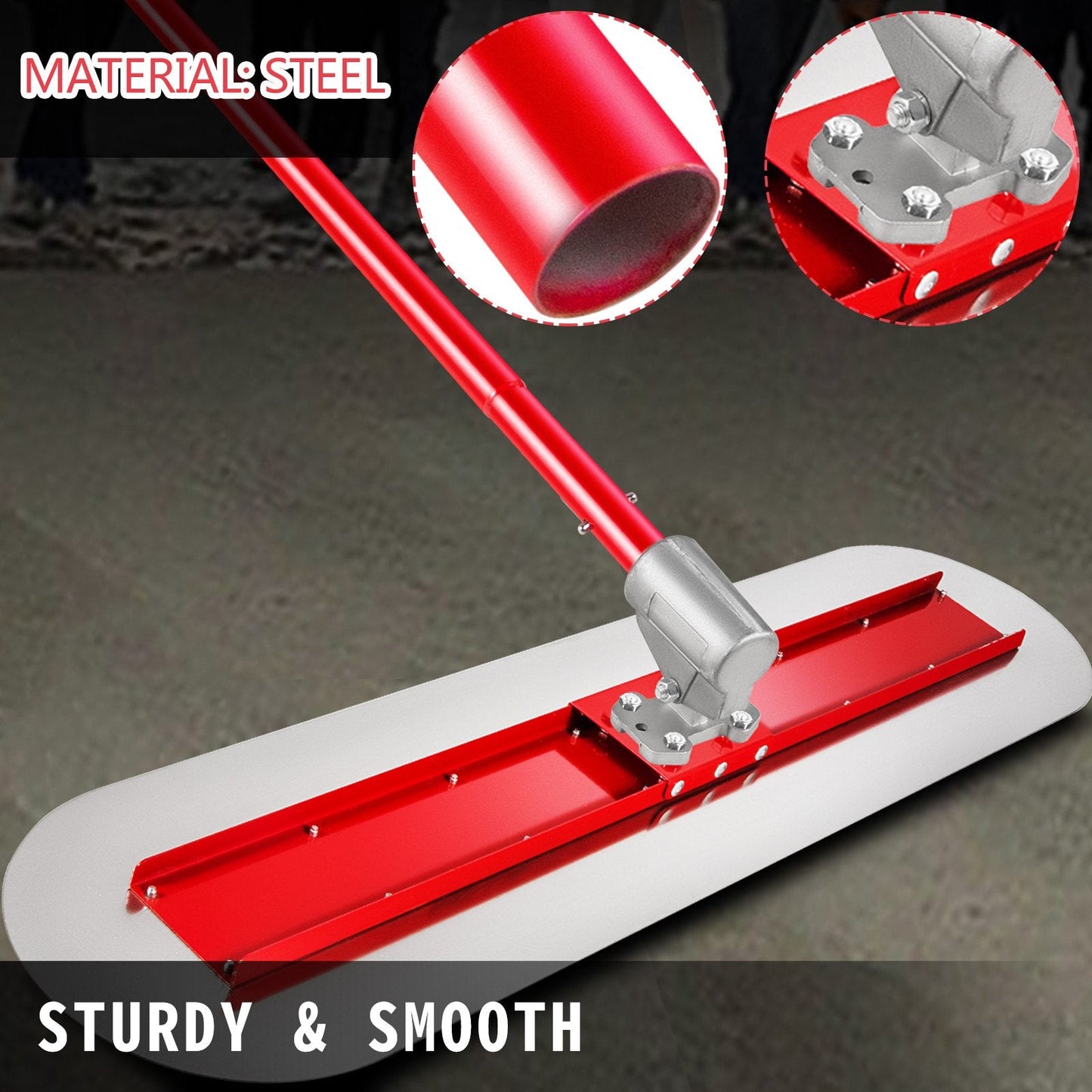 Manganese Steel Concrete Float Tool, 1.2x0.3m, Adjustable Handle, Complete Kit