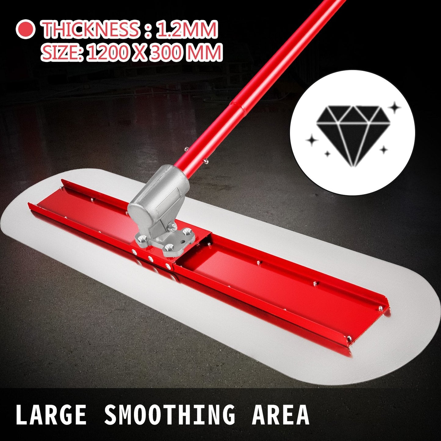 Manganese Steel Concrete Float Tool, 1.2x0.3m, Adjustable Handle, Complete Kit