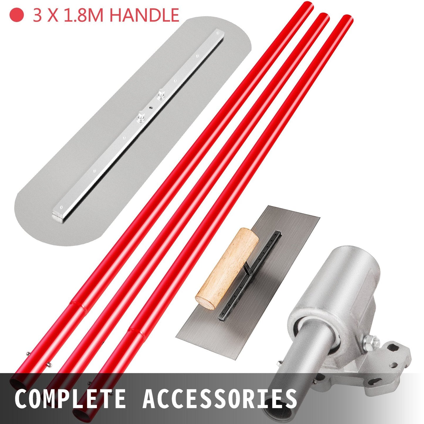 900x200mm Bull Float Concrete Tool with Adjustable Handle & Bracket