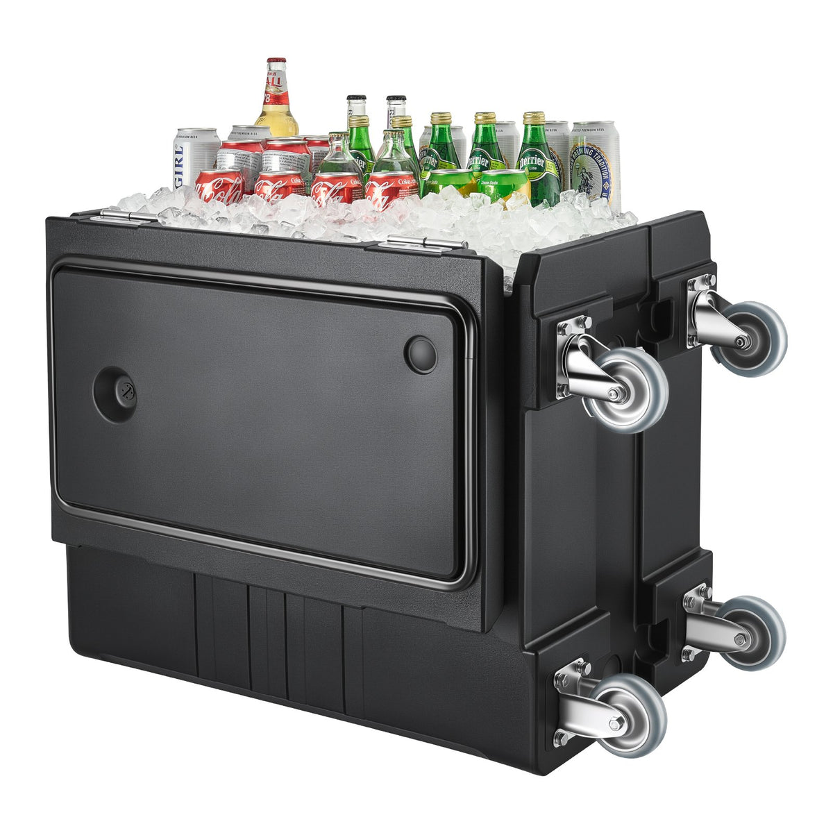 Insulated Food Pan Carrier, 120L Hot Box for Catering, LLDPE Food Box Carrier with Double Buckles, Front Loading Food Warmer with Handles, End Loader with Wheels for Restaurant, Canteen, etc.