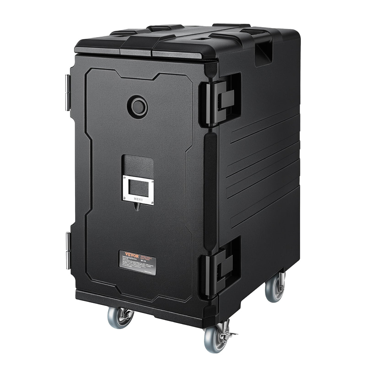 Insulated Food Pan Carrier, 120L Hot Box for Catering, LLDPE Food Box Carrier with Double Buckles, Front Loading Food Warmer with Handles, End Loader with Wheels for Restaurant, Canteen, etc.