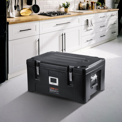 Insulated Food Pan Carrier Stackable Top Loader with 3 Pans 30 L Black