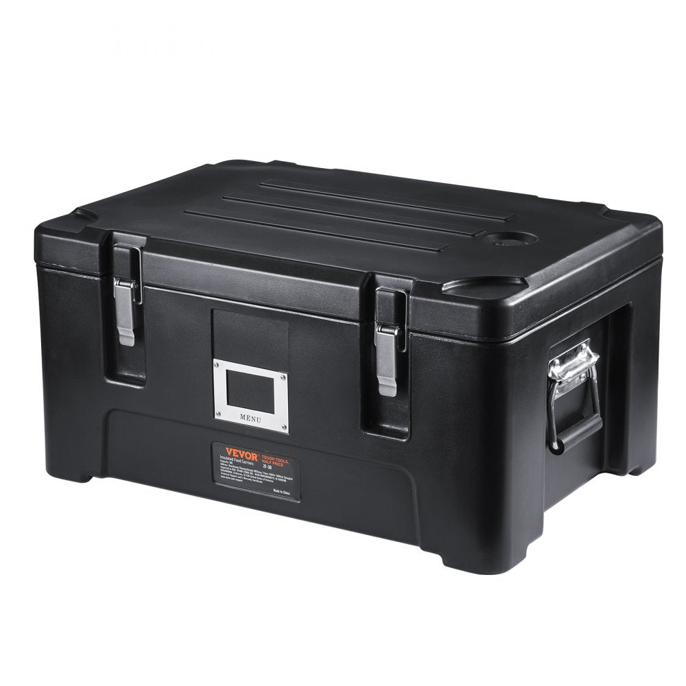 Insulated Food Pan Carrier Stackable Top Loader with 3 Pans 30 L Black