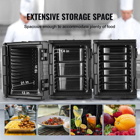Insulated 90L Catering Food Pan Carrier with Double Buckles, Black, 15.55 kg