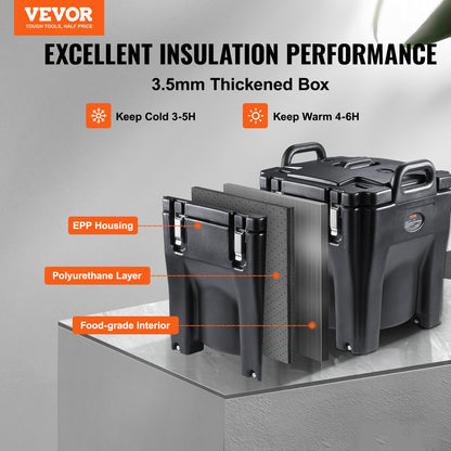 Insulated Food Carrier, 30L Capacity, Stackable Catering Hot Box with Stainless Steel Barrel, Top Load LLDPE Food Warmer with Integral Handles Buckles Stationary Base, for Restaurant Canteen, B