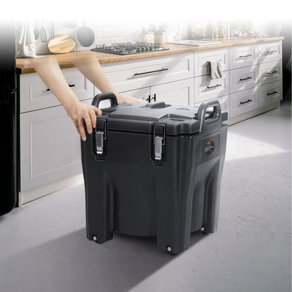 Insulated Food Carrier, 30L Capacity, Stackable Catering Hot Box with Stainless Steel Barrel, Top Load LLDPE Food Warmer with Integral Handles Buckles Stationary Base, for Restaurant Canteen, B