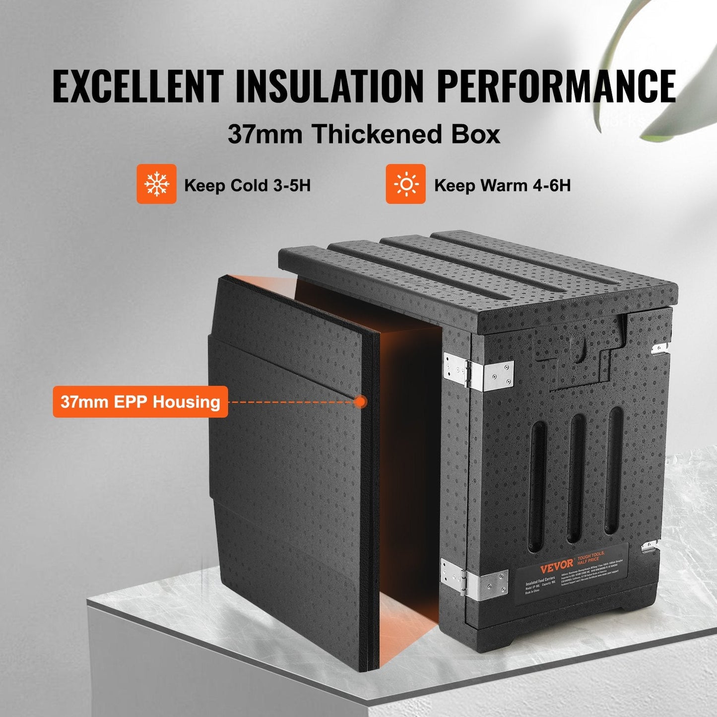 90L Insulated Food Pan Carrier, Front Loading Hot/Cold Box for Catering