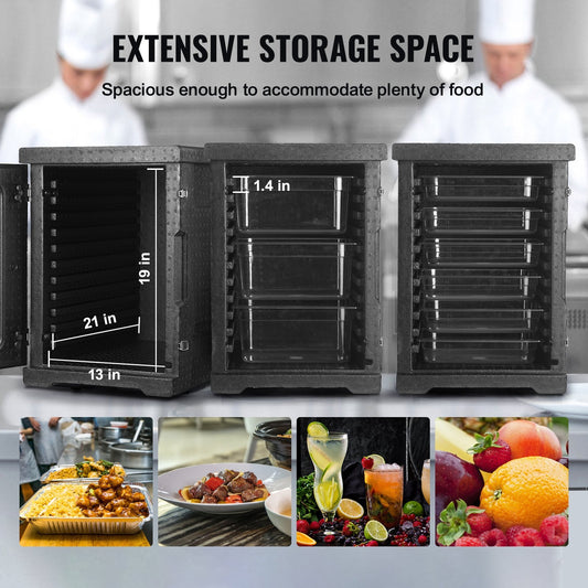 90L Insulated Food Pan Carrier, Front Loading Hot/Cold Box for Catering