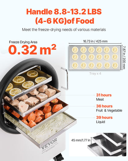 VEVOR Vacuum Freeze Dryer 4-Layer Fruit Vegetable Freeze Drying Machine White