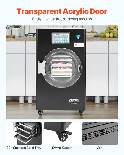 VEVOR Vacuum Freeze Dryer 4-Layer Fruit Vegetable Freeze Drying Machine Black