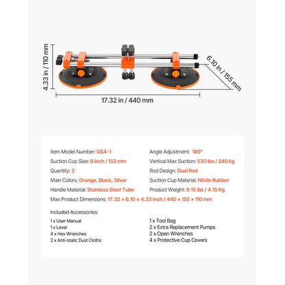 VEVOR Seamless Seam Setter 6" Suction Cup for Countertop Seam Joining & Leveling