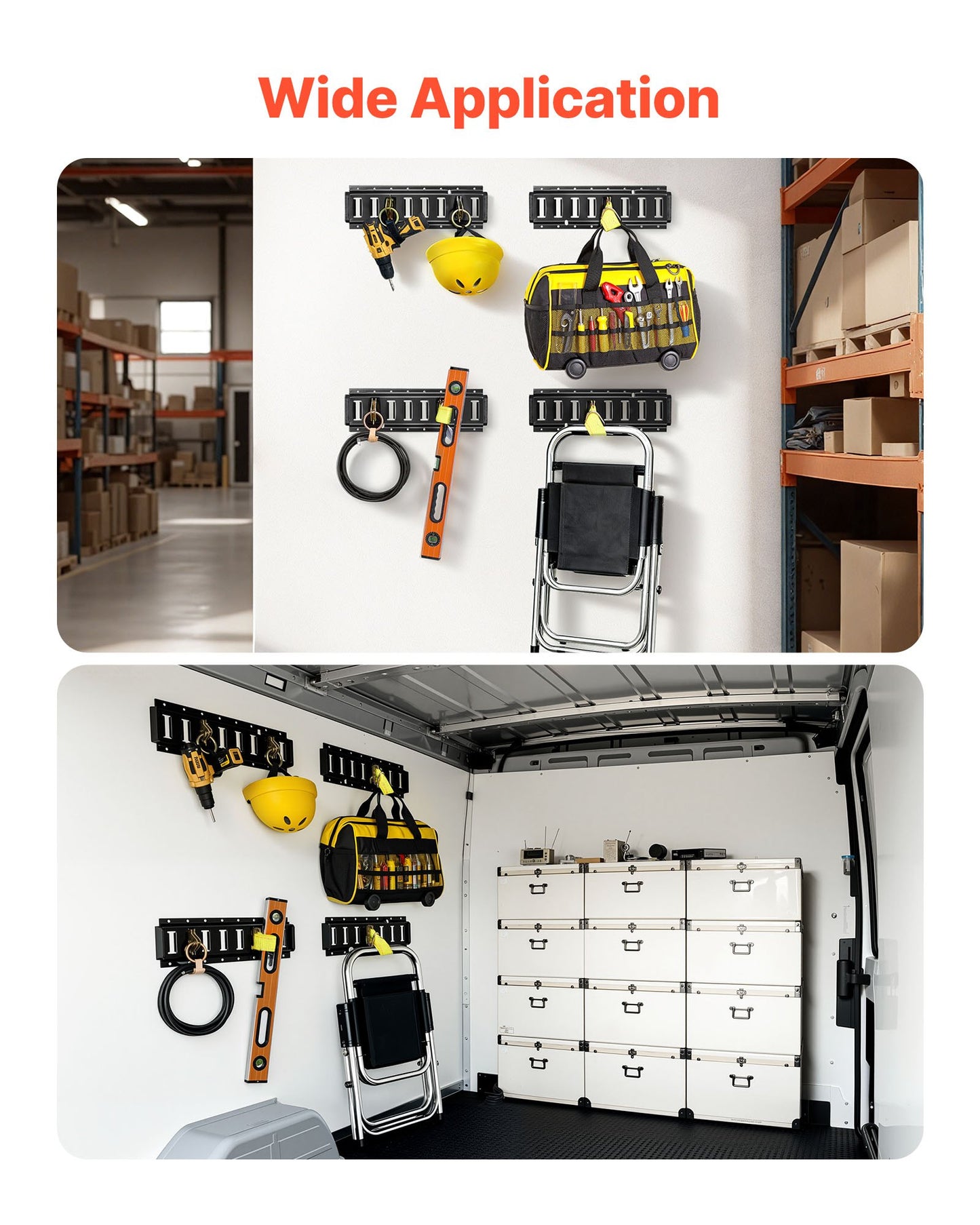 E-Track Tie-Down Rail Kit, 4 Pack 0.4 m E Tracks Set, 21 Pcs Includes 2 Ratchet Straps & 4 O-Rings & 4 Tie-Offs with D-Ring & 2 Single Slots & 8 End Caps & 1 Bag, Fit for Garages Vans Trailers