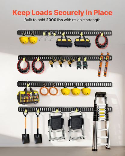 E-Track Tie-Down Rails, 4 Pack, 2.3 m E Track Rails Secures Cargo & Heavy Loads Up to 909 kg, Trailer Tie-Down System Suitable for Garages, Vans, Motorcycle Tie Downs, ATV Mountings