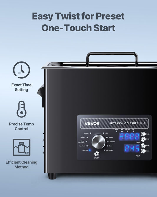6L Ultrasonic Cleaner, Professional Ultrasonic Cleaner Machine with Knob Control, Stainless Steel Cleaning Machine with Basket and Cleaning Ball, for Watches, Razors, Jewelry, Coins and More