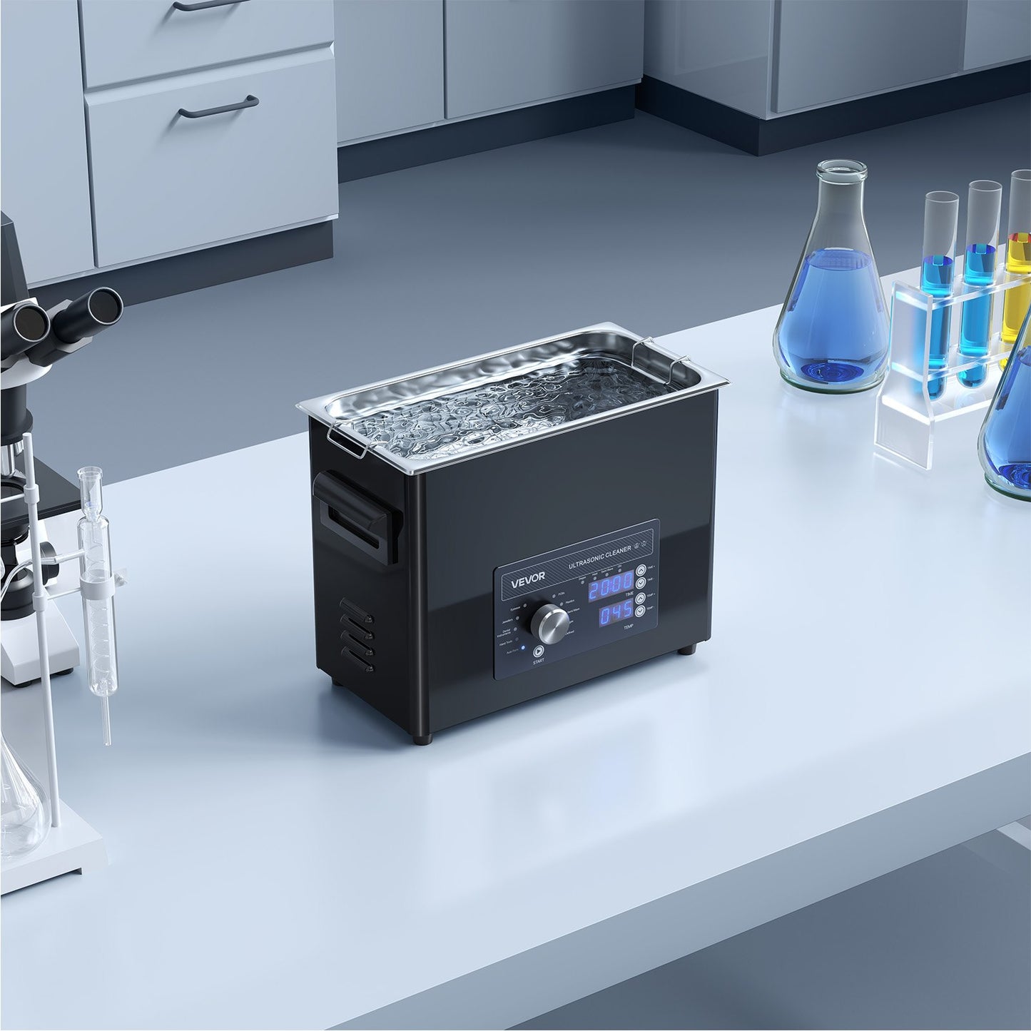 6L Ultrasonic Cleaner, Professional Ultrasonic Cleaner Machine with Knob Control, Stainless Steel Cleaning Machine with Basket and Cleaning Ball, for Watches, Razors, Jewelry, Coins and More