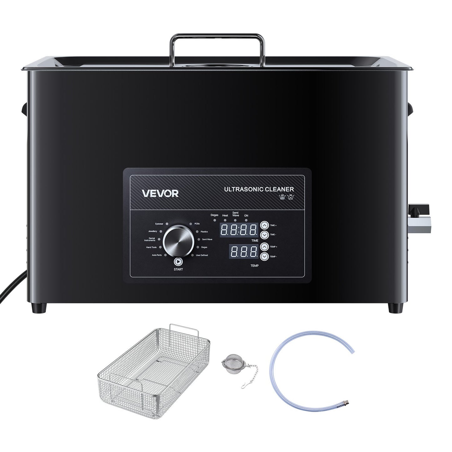 30L Ultrasonic Cleaner, Professional Ultrasonic Cleaner Machine with Knob Control, Stainless Steel Cleaning Machine with Basket and Cleaning Ball, for Watches, Razors, Jewelry, Coins and More