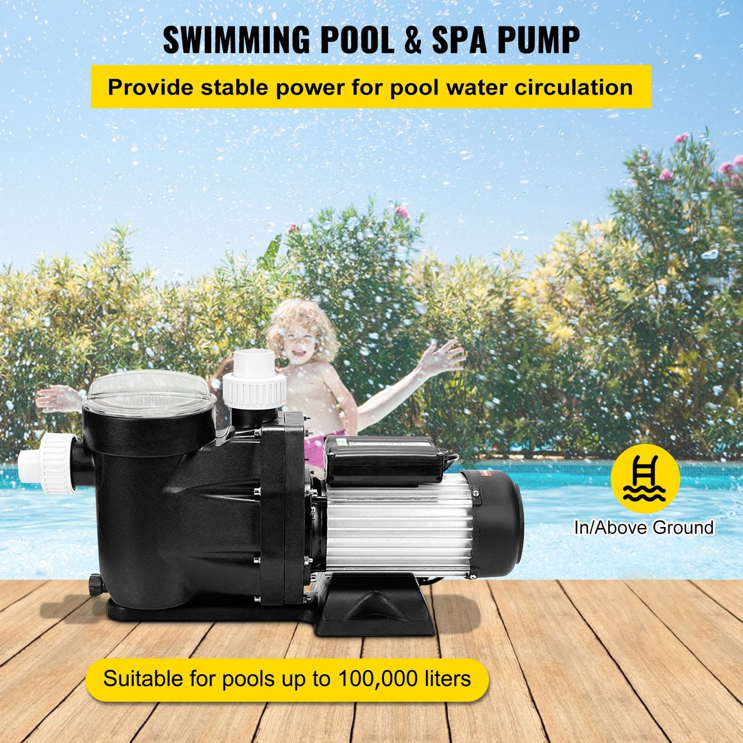 High-Performance 2.5HP Pool Filter Pump for Inground Pools, 1850W, 560 L/min