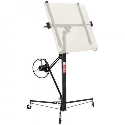 3353mm Drywall Lift 68 kg Sheetrock Hoist Adjust Arm with Wheels Black