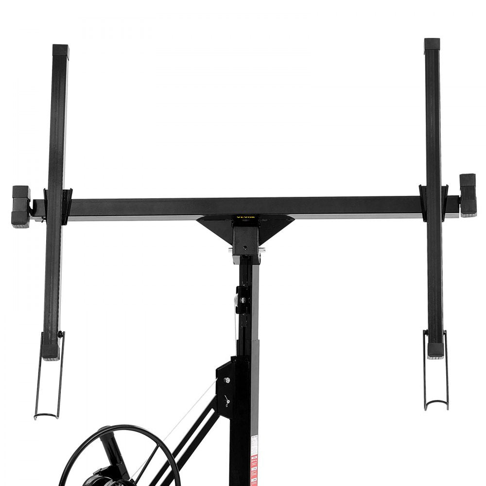 3353mm Drywall Lift 68 kg Sheetrock Hoist Adjust Arm with Wheels Black