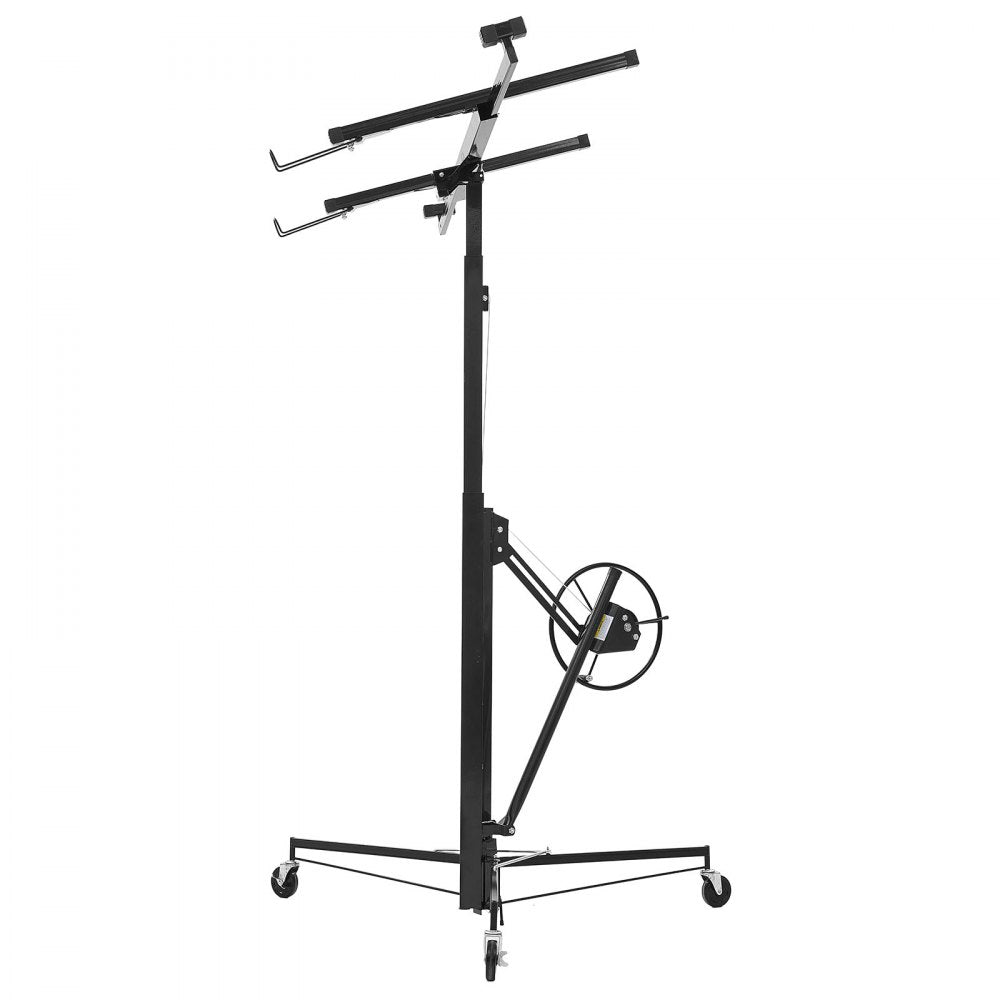 3353mm Drywall Lift 68 kg Sheetrock Hoist Adjust Arm with Wheels Black