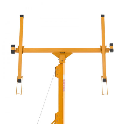 4877mm Drywall Lift 68 kg Sheetrock Hoist Adjust Arm with Wheels Yellow