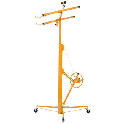 4877mm Drywall Lift 68 kg Sheetrock Hoist Adjust Arm with Wheels Yellow