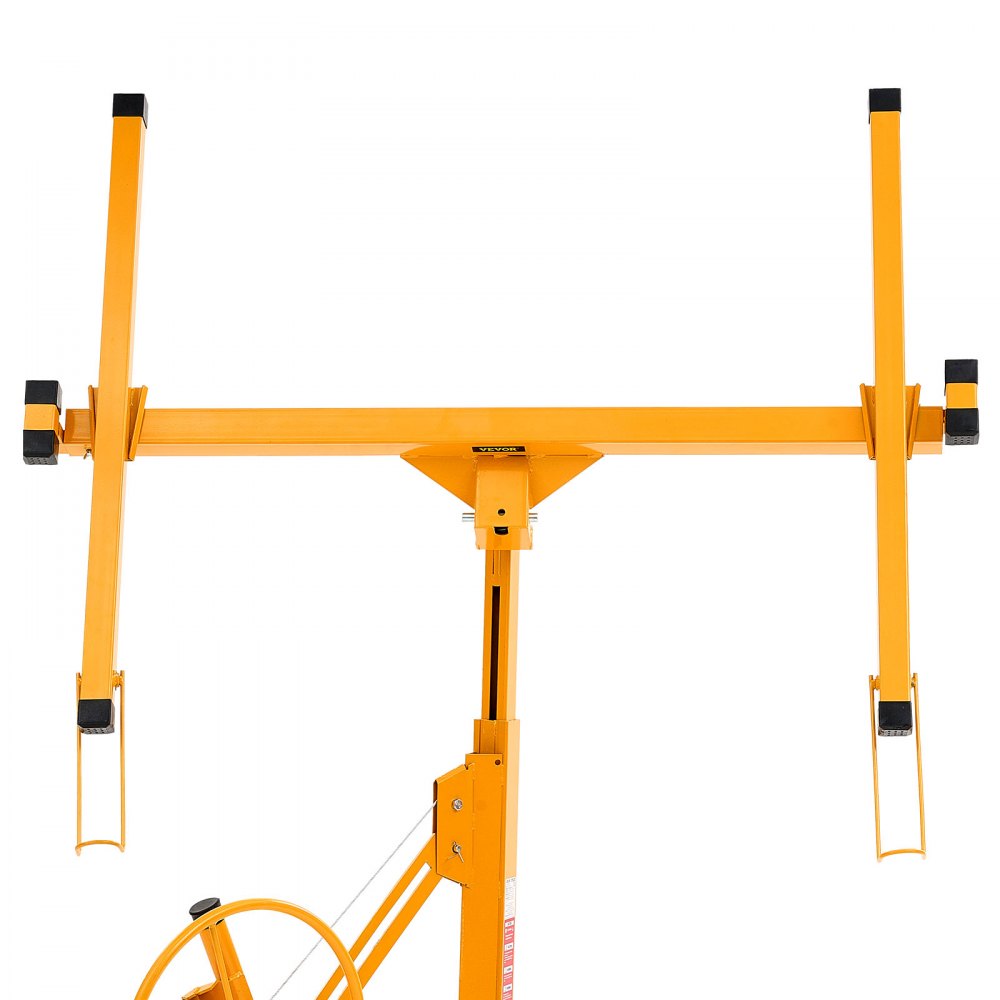 3353mm Drywall Lift 68 kg Sheetrock Hoist Adjust Arm with Wheels Yellow